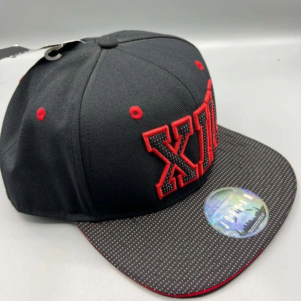 Air Jordan 13 XIII Bred Hat Men Black Embroidered Jumpman Snap Back Cap New‎